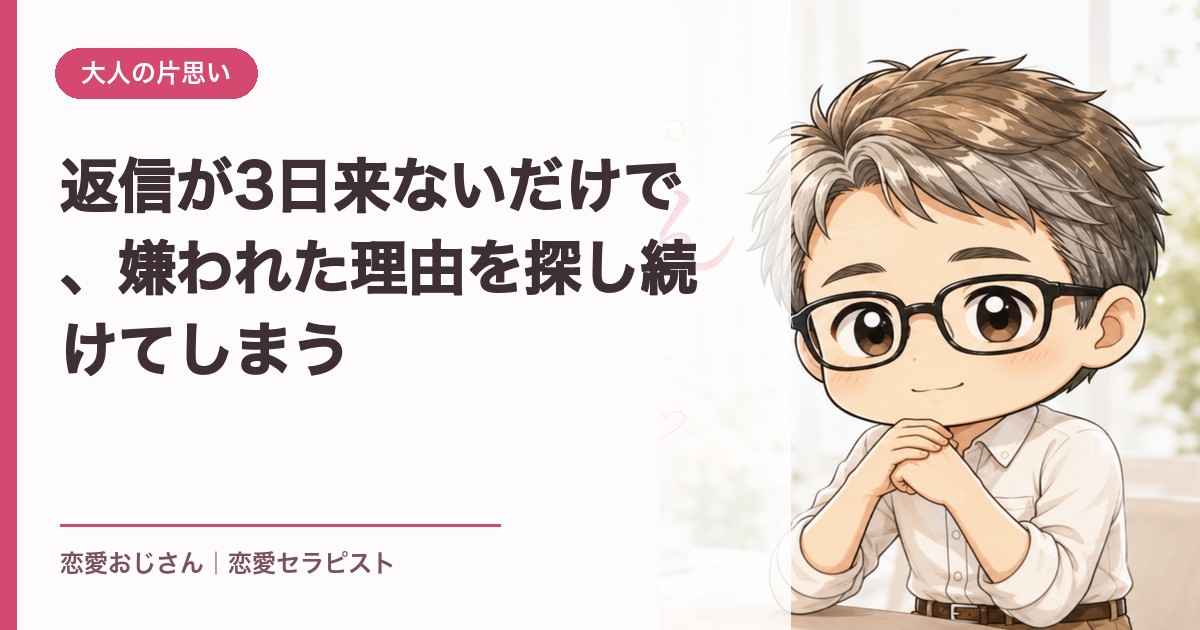 返信が3日来ないだけで、嫌われた理由を探し続けてしまう｜恋愛おじさん