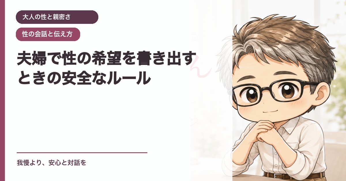 夫婦で性の希望を書き出すときの安全なルール｜大人の性と親密さ｜恋愛おじさん